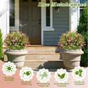 Yunlly 6 Pcs Outdoor Artificial Topiary Ball Trees 22" with Colorful Flowers, Boxwood Fake Bushes Shrubs with Spike, UV Resistant Evergreen Plants for Front Porch Garden Decor (Light Pink)