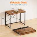 Huuger Folding Desk for Small Spaces, 31.5 Inch Foldable Computer Table, for Home Office, Study, Bedroom, Dorm, Space Saving, Small Writing Work Office Computer Desk, Easy to Fold, Rustic Brown, 18.9"d X 31.5"w