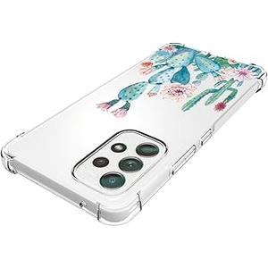 Case for Galaxy A32 4G Case, Samsung A32 4G SM-A325F Case for Girls Women, Clear Floral Soft Flexible TPU Slim Phone Protective Case Cover for Samsung Galaxy A32 4G (Cactus)