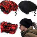 3 x Cozypower 2 Pcs Unisex Distressed Dreadlock Beanie Hat Rasta Cap Winter Open Turban Dread Hair Wraps for Men Women