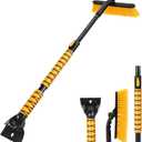 aolopw 44" Ice Scraper and Snow Brush for SUV, 360 Pivoting Extendable Long Snow Brush for Car, Snow and Ice Scrapers for Windshield with Ergonomic Foam Grip for Car Truck SUV(Yellow)