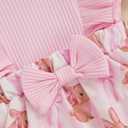 Newborn Baby Girl Easter Outfit Rabbit Romper Dress Ribbed Ruffle Skirt Hem Jumpsuit Cute Summer Clothes (Pink) 3-6 M