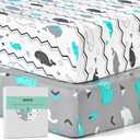 Pack N Play Sheets, BROLEX 2 Pack Mini Crib Sheets, Stretchy Portable Fitted Playard Sheet Set, Convertible Playard Mattress Cover, Ultra Soft Breathable Material, Elephant Whale