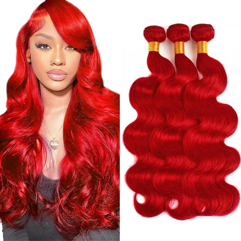 Red Bundles Human Hair Red Body Wave Bundle Brazilian Virgin Hair 3 Bundles 14 16 18 Inch Burgundy Bundle Human Hair Extensions