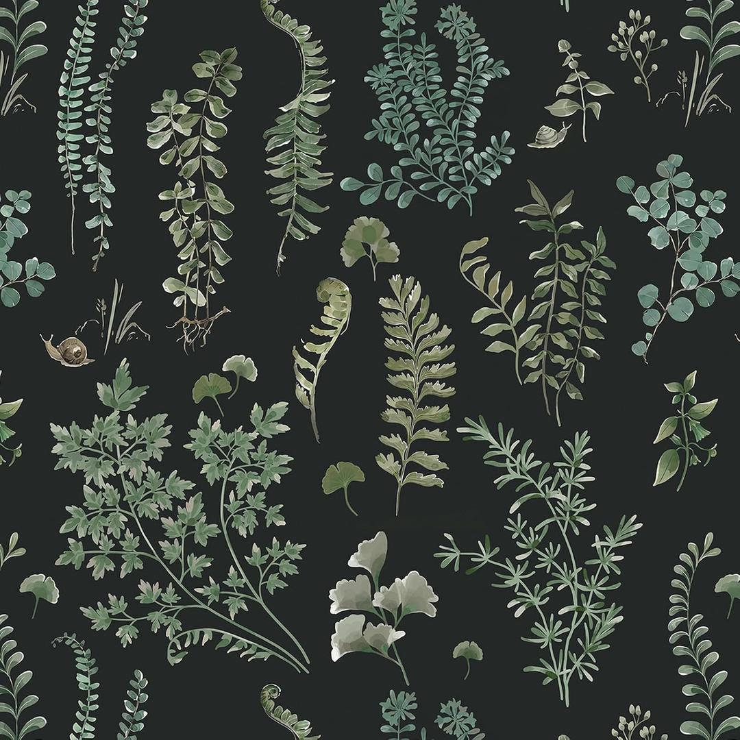 Hopepak 16.1''x394'' Moss Leaf Peel and Stick Wallpaper - Dark Floral Tropical Green Leaf Self Adhesive Removable Floral Contact Paper for Home Bedroom Decor