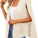 Women's Cape Blazer Split Long Sleeve Open Front Blazer Jacket Business Casual Suit Tops Cardigan Coats, M, Apricot
