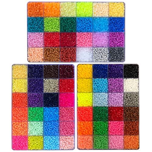 ZLLBTMO 39000 Pcs Fuse Beads Kit for Craft Making 72 Colors 2.6mm Mini Small Iron Beads Set for Aduld, with Box, 4 Pegboards, 1 Drawing, 1 Tweezers, 5 Ironing Paper
