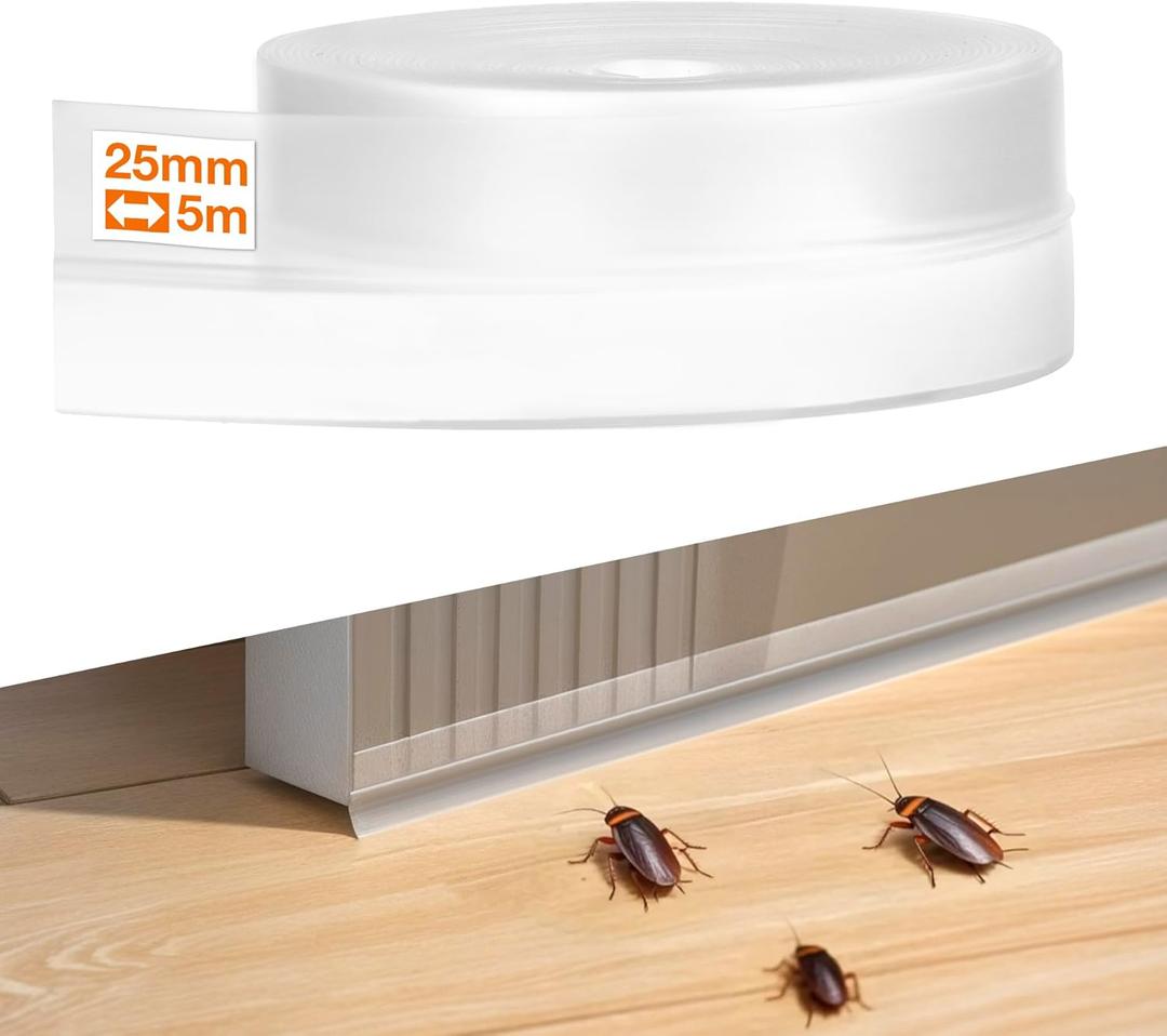 2 x RECAPS 25mm 16.4 Feet Silicone Weather Stripping Door Seal, Transparent Under Door Gap Filler for Draft Stopper Adhesive Doors Windows and Shower Glass Gaps