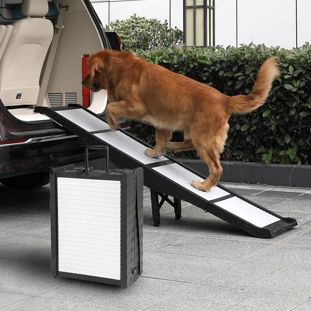 Dog Car Ramps, 8 Heights Support Legs 220lbs Non-Slip Large Dogs | Carry-On Size for Easy StoragePortable & Heavy-Duty BuildEasy to Clean