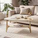 MWOOD Triangle Coffee Table, 33.5″‌ Modern Coffee Table with Storage Shelf, Waterproof Easy to Clean Center Table for Living Room, Apartment, White & Gold, 33.5"W x 26.8"D x 16.94"H