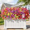 Alupssuc 48 Bundles Artificial Flowers for Outdoors Decoration, UV Resistant Silk Faux Daisy Flora Spring Fake Plastic Plants Greenery for Outside Indoor Yard Home Porch Window Box Decor, Mix 4 Colors