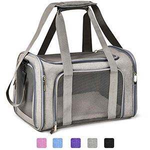 Henkelion Cat Carriers Dog Carrier Pet Carrier For Small / Medium Cats Dogs Puppies (Up To 15lbs), TSA Airline Approved Small Dog Carrier Soft Sided, Collapsible Waterproof Travel Puppy Carrier - Grey
