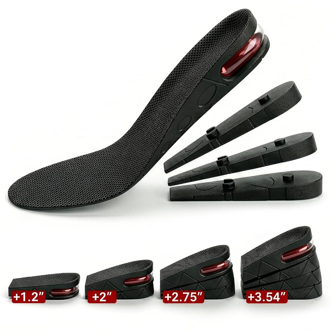 4-Layer Height Increase Insoles for Men and Women Adjustable Height Boosters with PVC Layers Up to 3.54 Inches, Trim-to-Fit Comfort, Firm Fit for US Sizes 4.59 Shoe Lifts Men for Event & Work Use