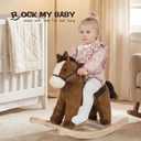 Rock My Baby Rocking Horse, Dark Brown Horse Rocker for Toddlers 18M+, Plush Ride on Horse Toy with Realistic Sound,Soft Stuffed Filling, CPC Certified