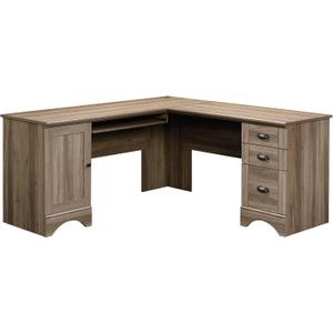 Sauder Harbor View Computer Desk, 66.14"D x 66.14"W x 30.28"H , Salt Oak finish