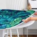 Round Fitted Tablecloth with Elastic Edge Indoor Outdoor Washable Reusable Table Cover for Kitchen Picnic Party Fits 48-52" Diameter Round Tables