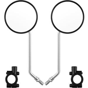 Bike Handlebar Rearview Mirror, Universal Adjustable Rotatable Clear Mirror for Mountain Road Bike Bicycle ebike Motorcycle Scooter Right Left Available with Bolt 10mm (2 Pcs)