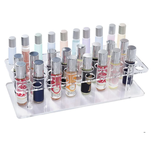 IPENP Rollerball Perfume Organizer, Beauty Scent Holder, 36 Space Clear Acrylic Perfume Organizer consists of 16 large sizes and 20 small sizes Tall Scented Oil Storage Display Case