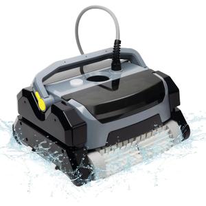 Robotic Pool CleanerWall Climbing and Waterline Cleaning, Smart Navigation, Pool Cleaners for Inground Pools up to 1,600 Sq, Pool Cleaning Robot with Larger Top-Loading Filters (Black-Plug in type)