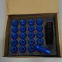 ACROPIX M12 x 1.25 Car Lug Nuts Cone Seat Closed End Bulge Acorn Hex Wheel Nut with Socket Key Blue - Pack of 20