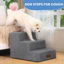 Aodisman Dog Stairs for Small Dogs, 3-Step Non-Slip Pet Stairs for Couch Sofa and Chair, Dog Bed Stairs for Puppy, Older Cat,Grey,13.6" H