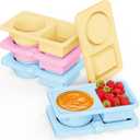 2 x 4 Pack Reusable Silicone Snack Containers with Lids, Double Compartment Snackle Containers, Salad Sauce Seasoning Container, Small Mini Kids Food Snack Boxs for Travel, Office, Picnic