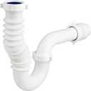 (1 Pack) Yariwiz White P Trap 1 1/2 Inch for Bathroom Kitchen Sink Drain Pipe Tubular Kit with Adjustable J-bend, White Threaded Adapter and Blue TPE Washer KSD-004W