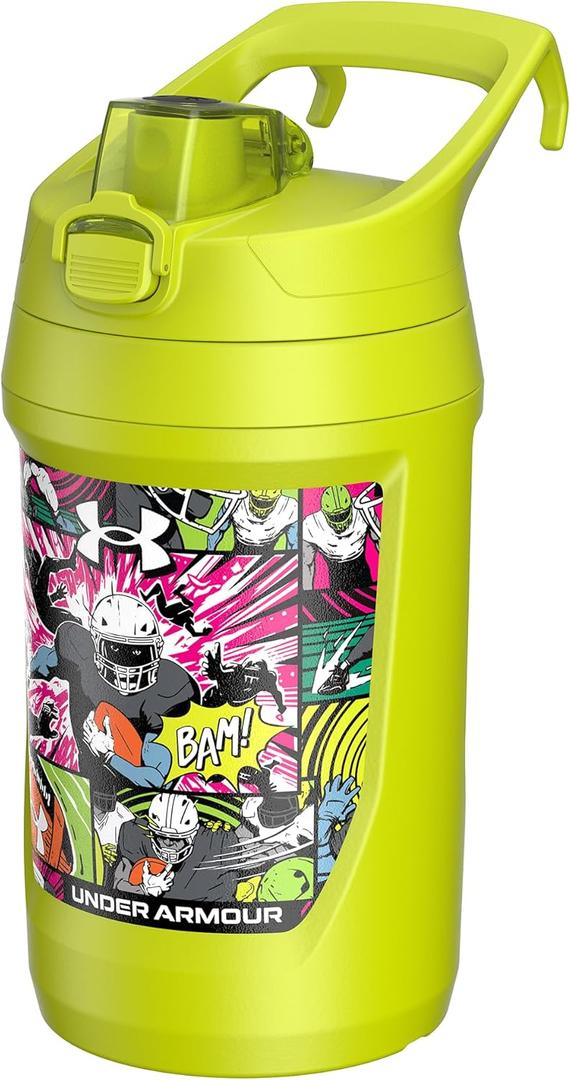 Under Armour 32 oz Insulated Water Bottles - Sports Water Jug with Handle, Fence Hook, Leak Resistant for Baseball, Football & More, 32 oz Water Bottles, Sports Water Bottle Insulated (High-Vis Comic)