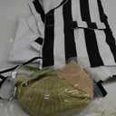 DIYLN 8 Pcs Beetle Movie Juice Costume Men Black and White Striped Suit Adult Horror Comedy Character Cosplay Outfit with Wig L (Without Pants)