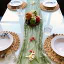 13.8 Set of 6 Flower Woven Placemats from Natural Corn Husk, Boho Wicker Place mats, Rattan Round Placemats for Farmhouse and Spring, Summer Parties