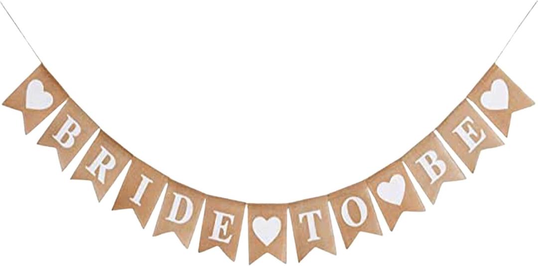 Bride to Be Burlap Banner for Bridal Shower, Bachelorette, Engagement and Wedding Party Decorations