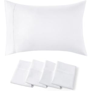 Bedsure Pillow Cases Standard Size Set of 4 - White Brushed Microfiber Pillowcases 4 Pack, Super Soft and Cozy Pillow Case Covers with Envelope Closure for Kids, Wrinkle, Fade Resistant, 20x26 Inches