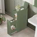 ChooChoo Slim Bathroom Storage Cabinet with Slide Out Drawers Narrow Storage Organizer with Hidden Storage, Freestanding Toilet Paper Holder, Bathroom Cabinet for Small Places, Green, 15.74"D x 7.48"W x 28.35"H