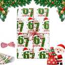 2PCS 67 Christmas Wrapping Paper, 67 Meme Wrapping Paper, Funny Teen Holiday Gift Wrap, Santa 67 GiftWrap, Unique Six Seven Festive Wrapping Papers (White)