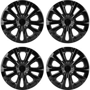 15-inch Hubcaps Wheel Covers Fit for 2016-2022 Toyota Prius & 2017-2022 Prius Prime & 2020-2024 Corolla Hybrid Wheel Rim Covers, Snap On Installation; Set of 4 Pcs (Glossy Black)