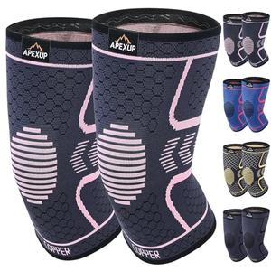 APEXUP Compression Knee Brace for Women, Copper Compression Sleeve for Knee Support, Arthritis Pain Relief, Meniscus Tear, ACL, Running (M, Pink)