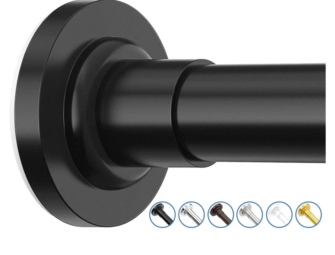 Shower Curtain Rod Adjustable 32-75 Inch, Spring Tension Shower Rods Stainless Steel Telescoping Curtain Rod for Bathroom or Windows, No Drilling, No Slip, No Rust, Black