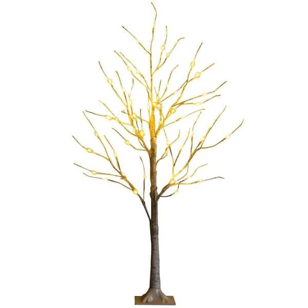 4 ft. White Pre-Lit Twig Birch Artificial Christmas Tree for Christmas Holiday with 48 LED Lights