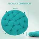 Papasan Chair Cushion Outdoor, Round Papasan Cushion Indoor with Ties, Waterproof Circle Seat Pad for Porch Patio Garden, 45 in Blue, Cushion Only