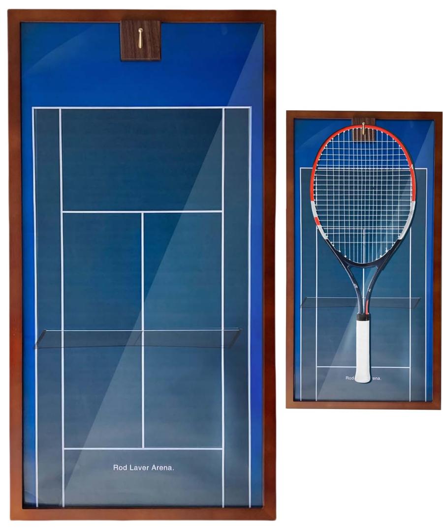 KRINGSIA Wooden Tennis Racket Display Frame with Wimbled Background