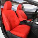 GIANT PANDA Customized Full Set Car Seat Covers Fit for Toyota Camry LE SE SE Nightshade 2018 2019 2020 2021 2022 2023 2024 Faux Leather- (Red)