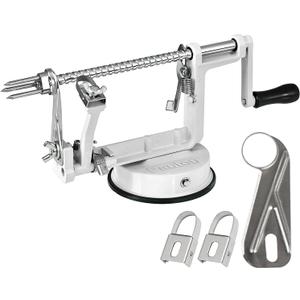 Apple Peeler, Slicer Corer Potato Peelers 3 In 1, Stainless Steel Heavy Duty with Suction Cup Base And 3 Extra Blades (White)