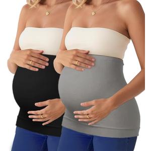 DIRAVO Womens Maternity Belly Band for Pregnancy Non-slip Silicone Stretch Pregnancy Support Belly Belt Bands (Medium, Black + grey)
