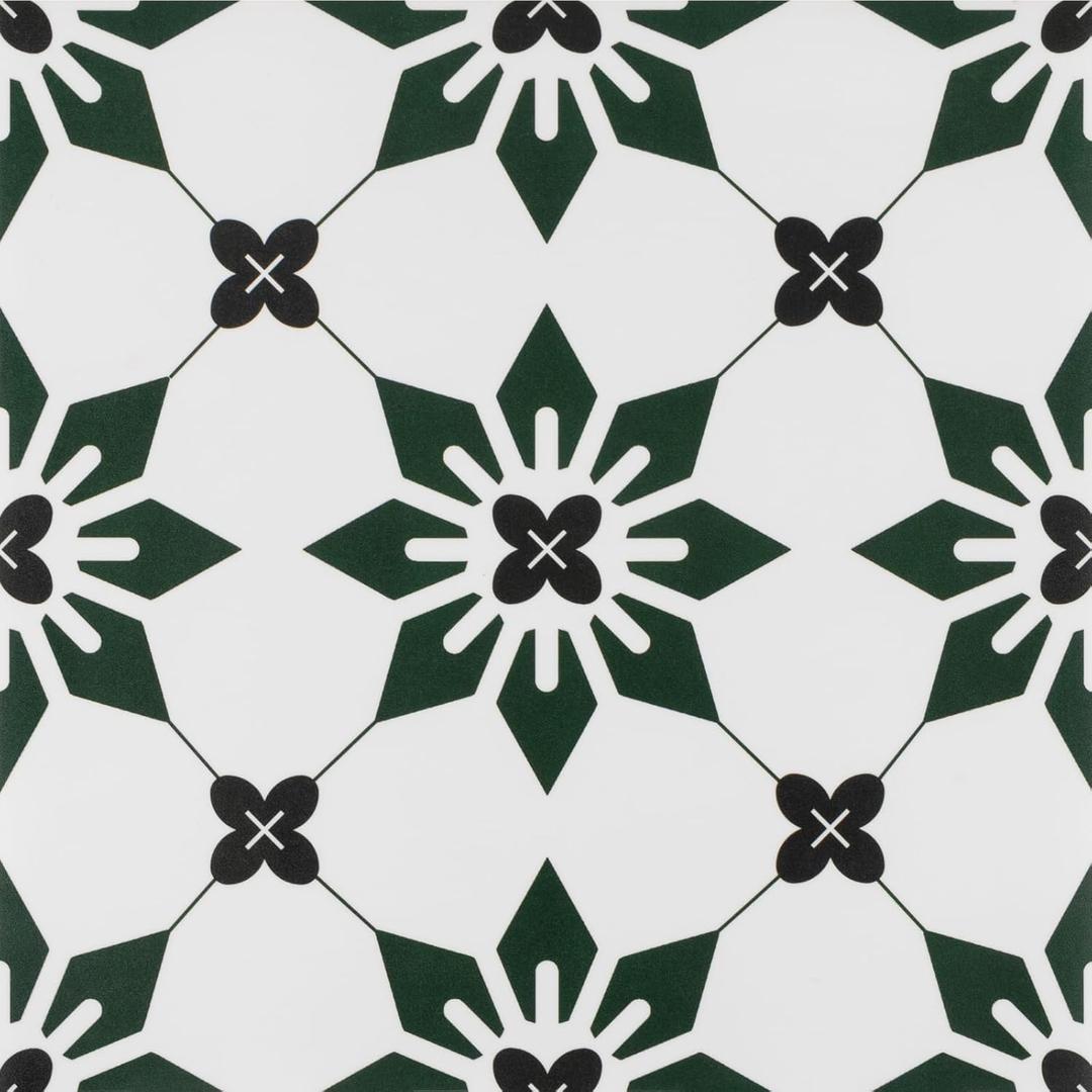 Alow Peel and Stick Floor Tile Green and Black, Self-Adhesive Vinyl Flooring 20Pcs, Waterproof, Reusable, Peel and Stick Flooring for Bathroom, Bedroom, Living Room, Kitchen and Office(11.8x11.8 in) (Flower)