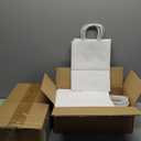 bagmad 100Pcs Pack 8x4.75x10 inch Medium White Kraft Paper Bags with Handles Bulk, Gift Bags, Craft Grocery Shopping Retail Birthday Party Favors Wedding Sacks Restaurant Takeout, Business (100)