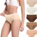 BAMBOO COOL Women's Underwear Mid Waisted Brief Ladies Seamless Panties Moisture Wicking Stretchy Full Coverage 5 Pack (Medium)