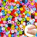 300PCs Silicone Pony Beads 6 * 9mm Silicone Kandi Beads for Bracelet Making, Mixed Colors Soft Focal Beads for Hair Braiding, Pens, DIY Crafts, Key Chains and Ornaments Decorations (Mix Colors)