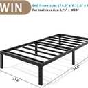LUMUNANCE Metal Bed Frame Twin Size - 12 Inch Heavy-Duty Twin Platform Bed Frame No Box Spring Needed, Easy Assembly, Noise-Free, Sturdy Mattress Foundation, Underbed Storage Space