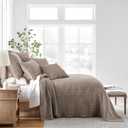 Levtex Home Mills Waffle Queen Bedspread Set (106x106in) with 2 Pillow Shams (26x20in) - Cocoa - Cotton Waffle Queen Size Bedspread Set - Lightweight, Soft, Pre-Washed