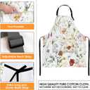 Britimes Apron Home Kitchen Cooking Baking Gardening for Women Men With Pockets Wildflower Flower Floral Boho Butterfly Hydrangea 32x28 inch